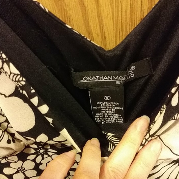 Jonathan Martin, Size 8, Black & Tan Floral Dress, Sleeveless Summer - Picture 4 of 5